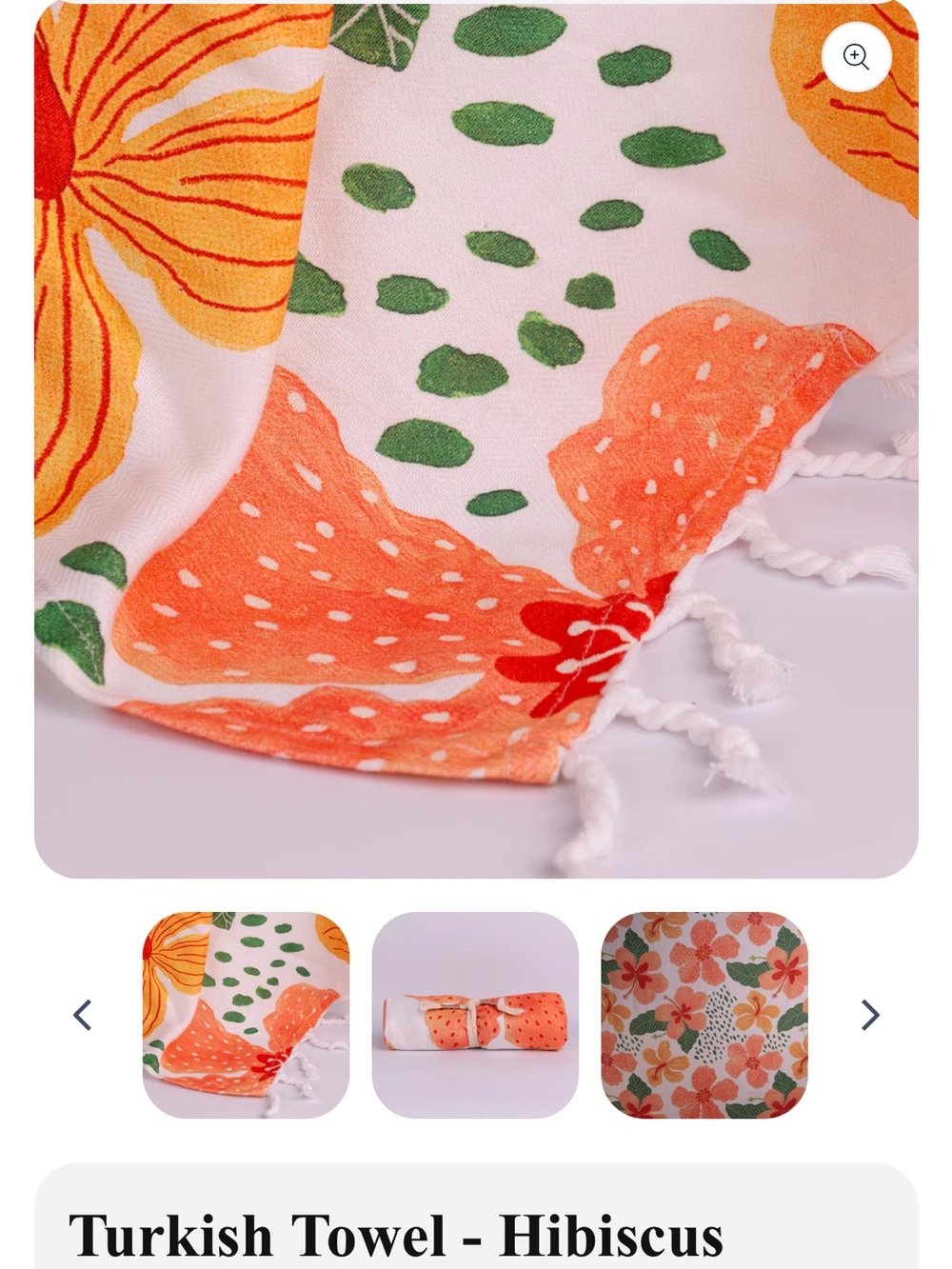 MyOcean Turkish Towel - Hibiscus Floral Print (Orange, Green, White)